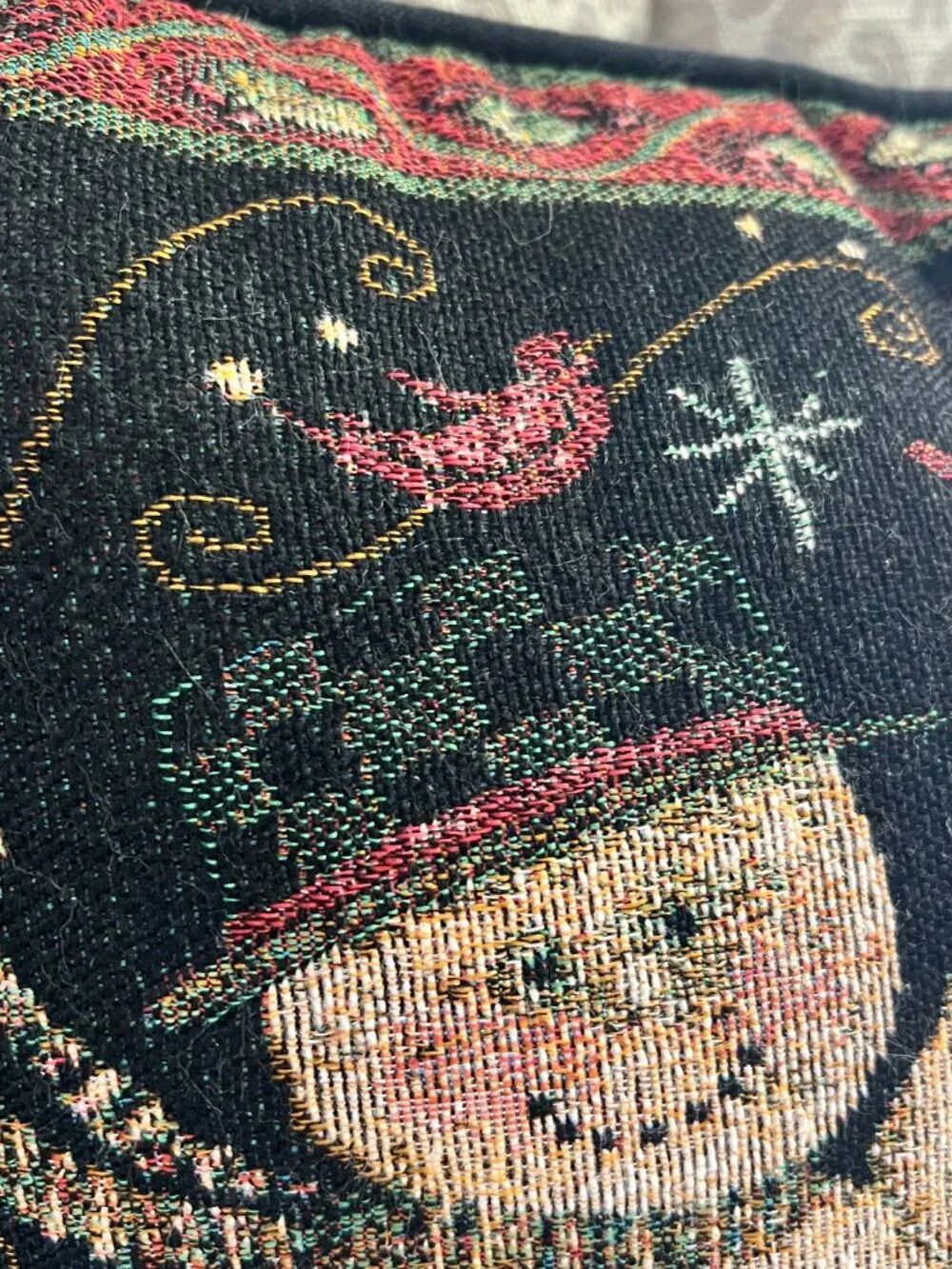 Susan Winget Snowman Christmas Tapestry Pillow Cardinal Winter Holiday Decor 17